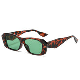 (6 PACK) Wholesale Sunglasses New Arrival Polygon Unique Square Unisex 2024 - BulkSunglassesWholesale.com - Leopard Print Frame Green